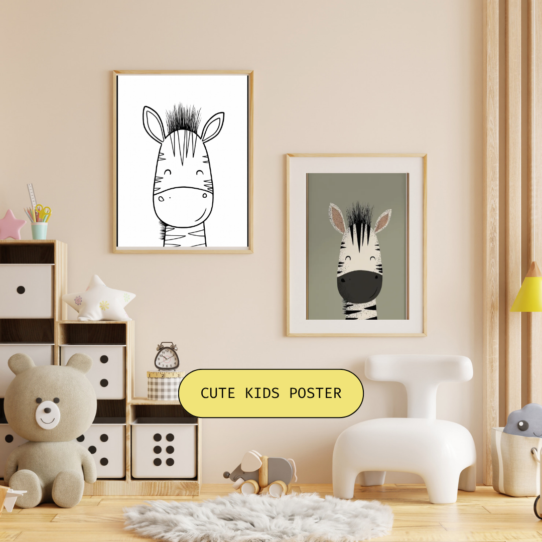 🎨 Kids Coloring Wall Art – Printable Animal Art Bundle (Digital Download)